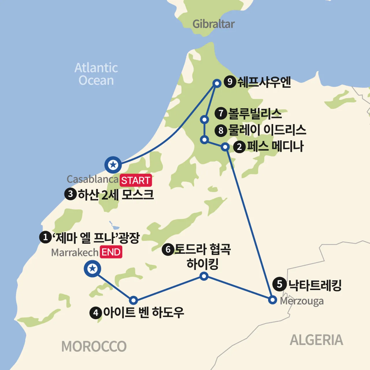 모로코 올드시티와 사하라 지도